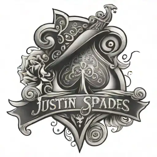 cursive Justin ace of spades tattoo design idea