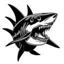 polynesian style with skull and shark tattoo design idea