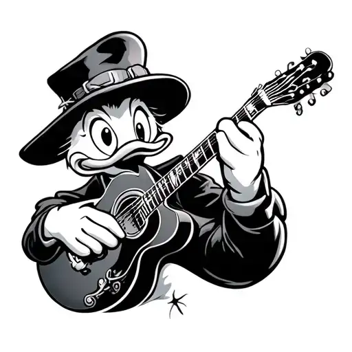 Donald Duck as rockabilly singer tattoo design idea