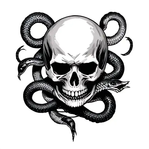 Harry potter Death eater skull and snakes around arm tattoo design idea