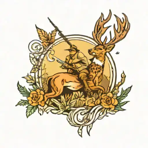 hunting scene tattoo design idea