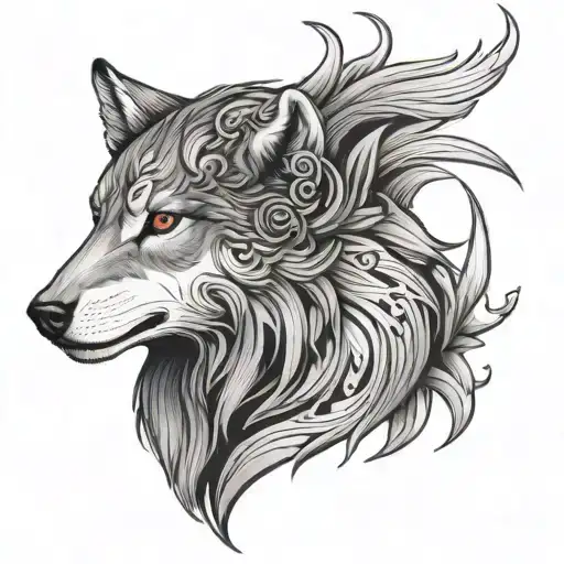 aries wolf tattoo design idea
