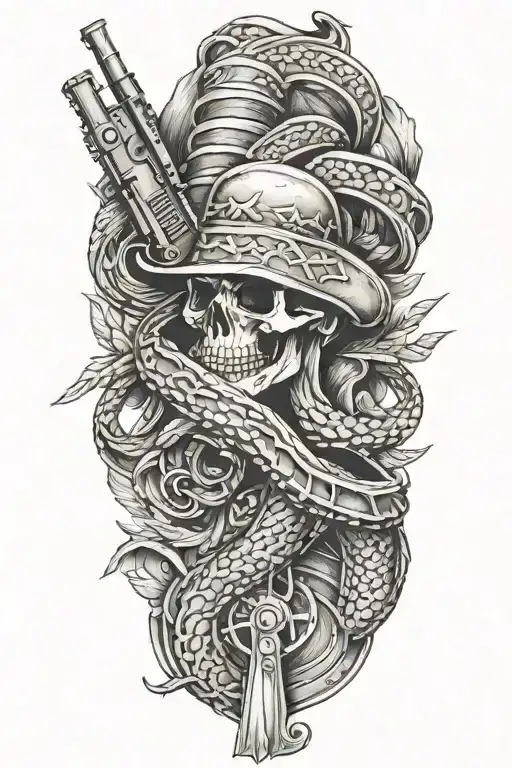 don't tread on me pistols crossing tattoo design idea
