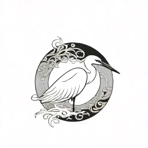 Coverup egret tattoo design idea