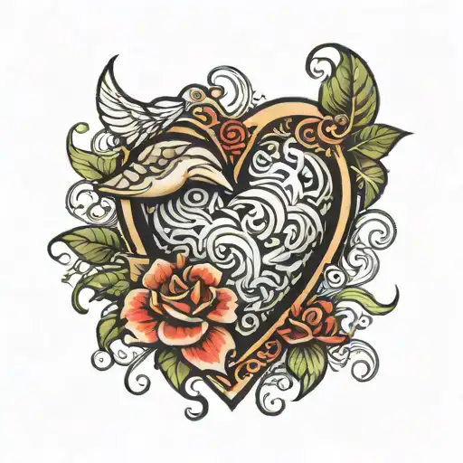 ein Herz mit Herzschlag und Schildkröte  tattoo design idea