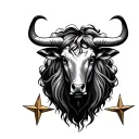 taurus sign with 3 stars tattoo design idea