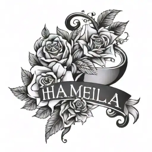 Hania & Amelia name tattoo design tattoo design idea