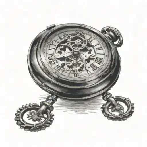 pocket watch broken and healed tattoo design idea