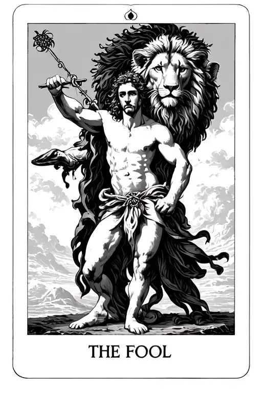 Tarot, Jupiter, Leo, Black, The Fool Upright tattoo design idea
