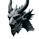 devis statue head with horns bahamut head tattoo design idea