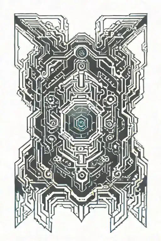 cyberpunk implant tattoo design idea