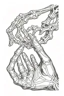 hand reaching towards skeleton hand holding tattoo design idea