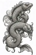 scorpion and betta fish yin yang symbol formed tattoo design idea