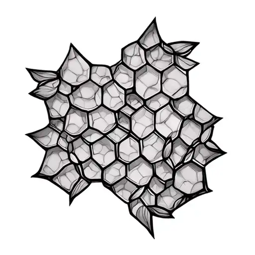 honeycomb pattern sakura tattoo design idea