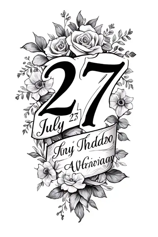 create a tattoo design for an wedding anniversary date — 27 July 2013 tattoo design idea