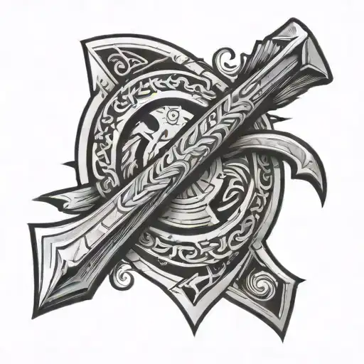 Axe and arrow tattoo design idea