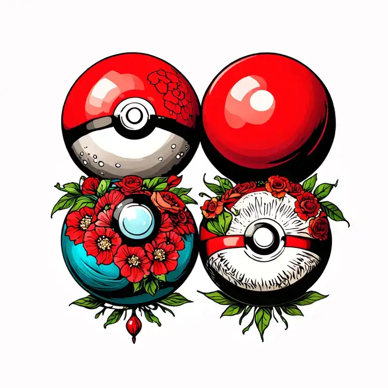 four poke balls showcasing the importance tattoo design idea