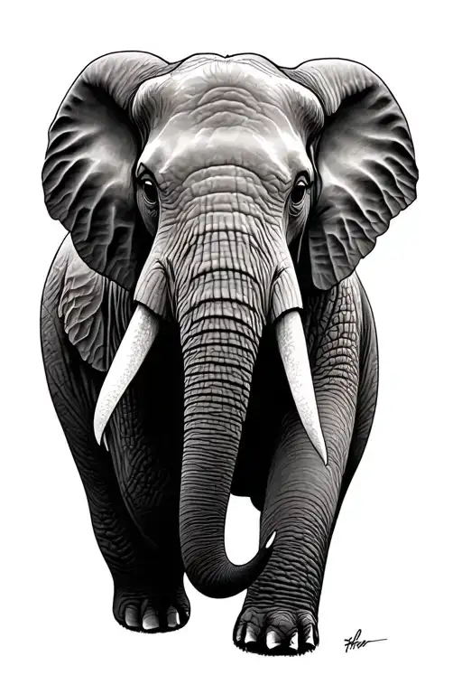 elephant only face incorporated tattoo design idea