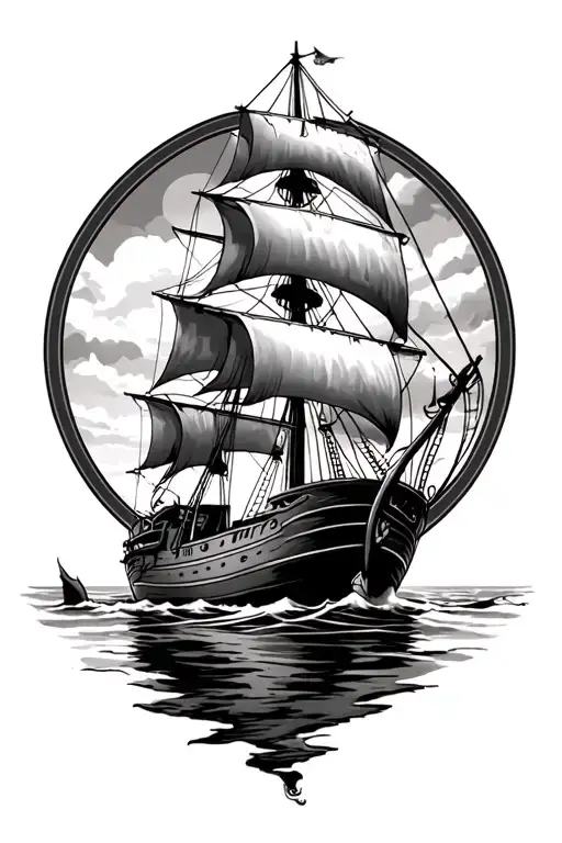leg sleeve fishing clipper ship archery tattoo design idea