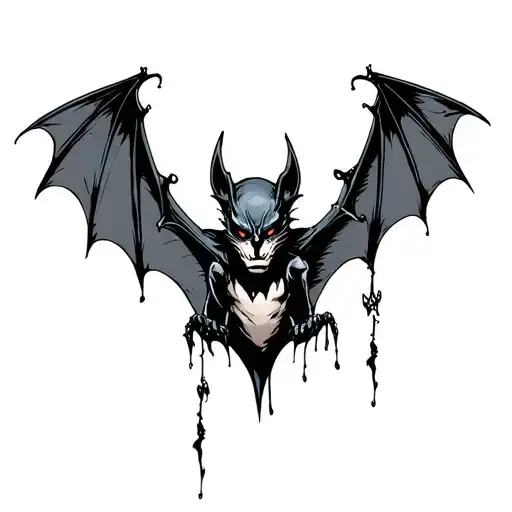 gothic style bat flying tattoo design idea