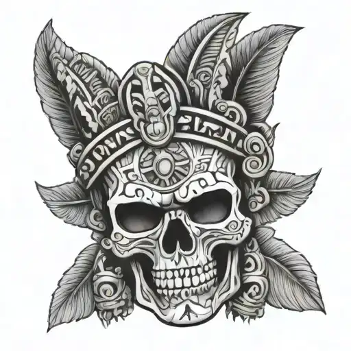skull mayan tattoo design idea