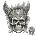 skull mayan tattoo design idea