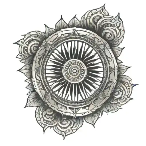 ashoka chakra sketch style tattoo tattoo design idea