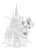 Cinderella castle, Mickey mouse Standing infront. tattoo design idea