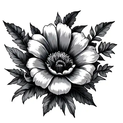 "Waylon Lou Raven Dawn" birth flower tattoo design idea