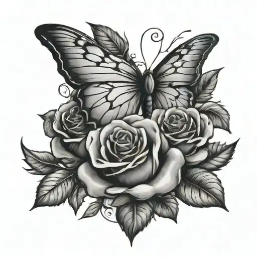 can you come up with a tattoo that involves the bible verse psalm 46:5 with roses and butterflies?  tattoo design idea