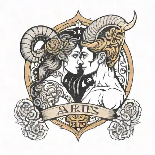 aries male virgo female in love tattoo design idea