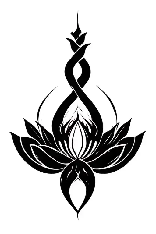 unalome symbol with lotus tattoo design idea