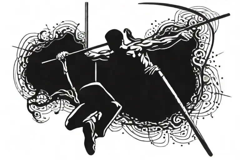 pole vaulter vaulting tattoo design idea