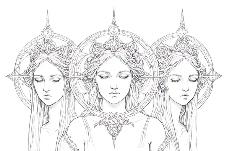 triple goddess hekate tattoo design idea