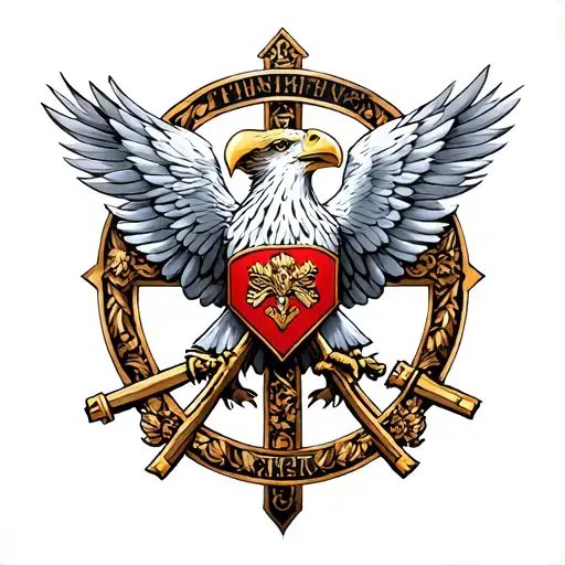 French imperial eagle and war cross 14-18 tattoo design idea