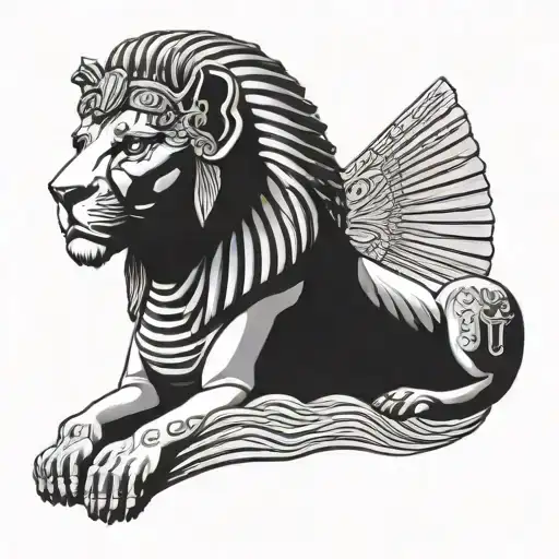 sphinx of giza with lion head tattoo design idea
