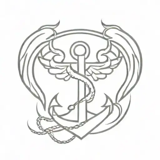 Anchor angel wings tattoo design idea