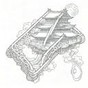 the top side of a pagoda perspective  exiting the single omamori japanese blank empty paper charm tattoo design idea