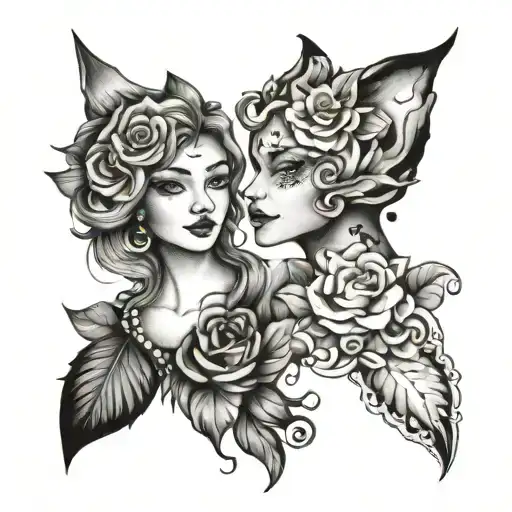 best friend matching tattoo opposite personalities  tattoo design idea