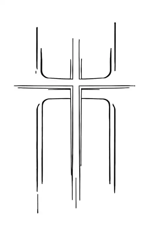 pinstripe cross tattoo design idea