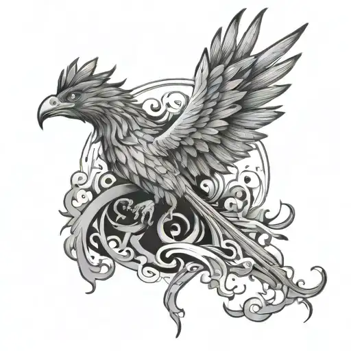 neck tattoo with phoenix rising from ashes surrounded tattoo design idea