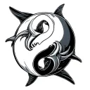 Yin Yang with sharks tattoo design idea