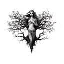 sexy freya norse goddes grows on tree tattoo design idea