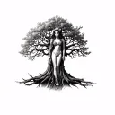 sexy freya norse goddes grows on tree tattoo design idea