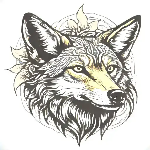 coyote head emerging wildlife tattoo design idea