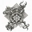 snowflake Sagittarius and fire tattoo design idea