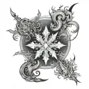 snowflake Sagittarius and fire tattoo design idea