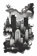 Detroit skyline tattoo design idea
