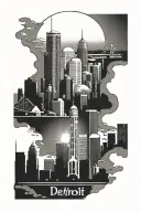 Detroit skyline tattoo design idea