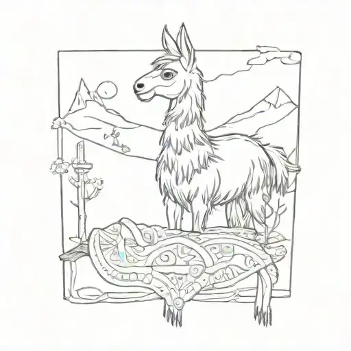 llama kitting a blanket tattoo design idea